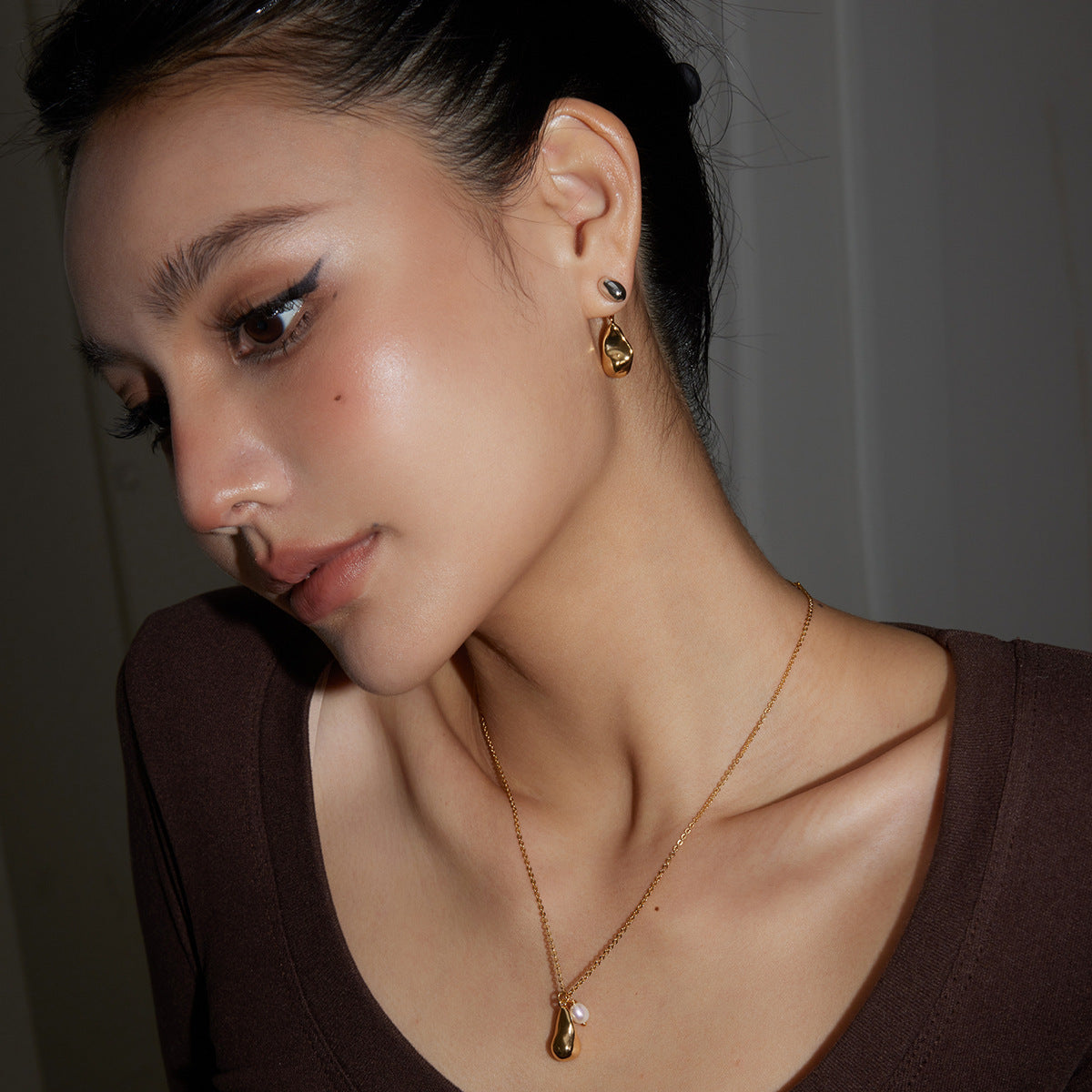 Dual-Wear French Commuter Color Matching Water Drop Earrings