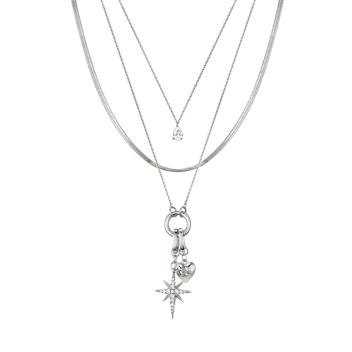 AUKIYUKI Multi-Layered Retro Eight Awn Star Love Long Necklace High-Grade Popular Clavicle Chain
