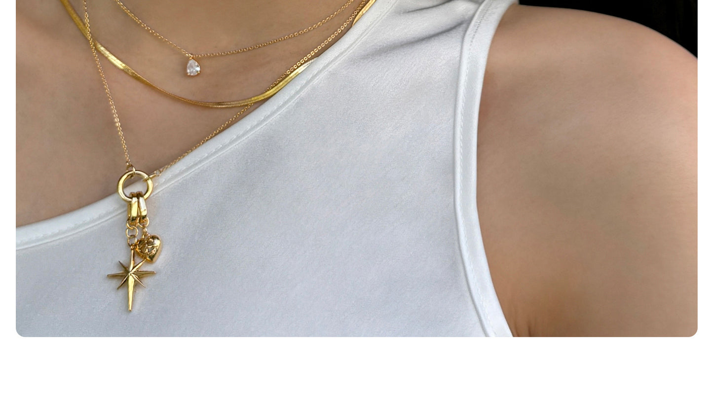 AUKIYUKI Multi-Layered Retro Eight Awn Star Love Long Necklace High-Grade Popular Clavicle Chain