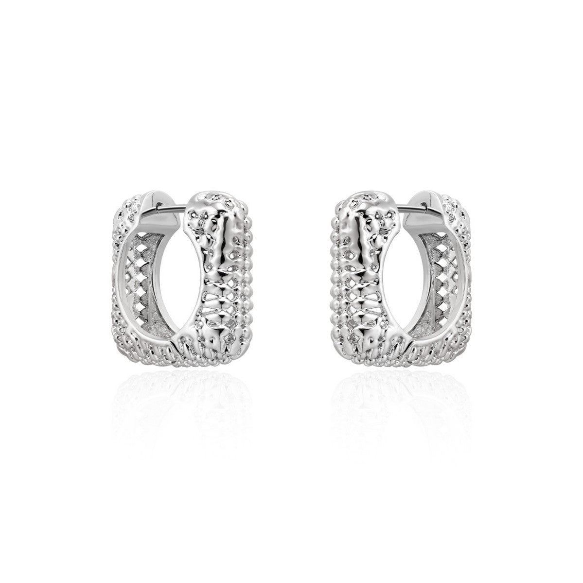 Temperament Square Exquisite Hollow Buckle Female Niche High-Grade Ear Studs