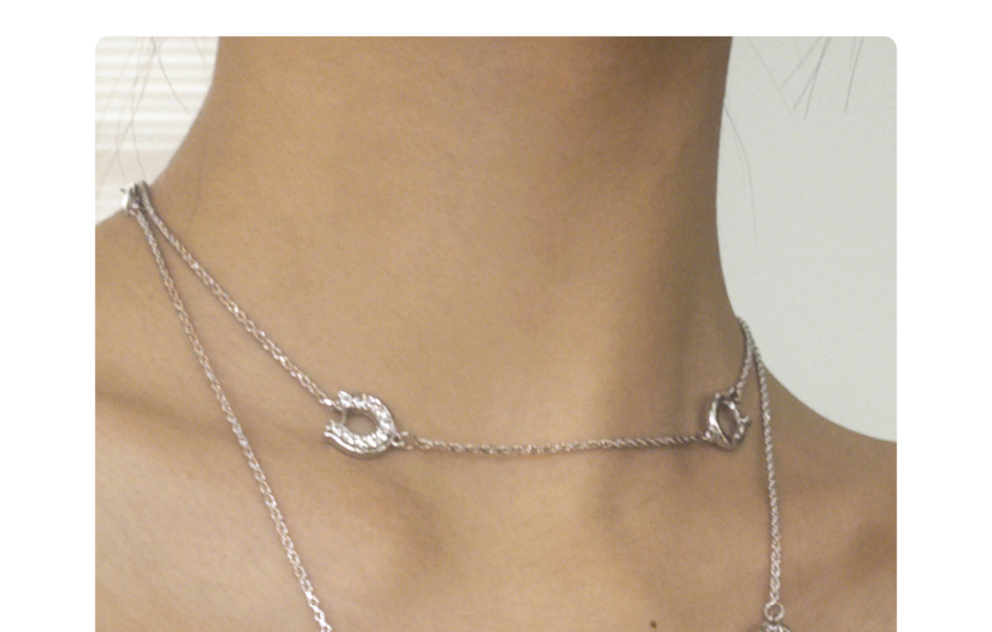 AUKIYUKI Design Twin Long Necklace Vachette Clasp choker Clavicle Necklace
