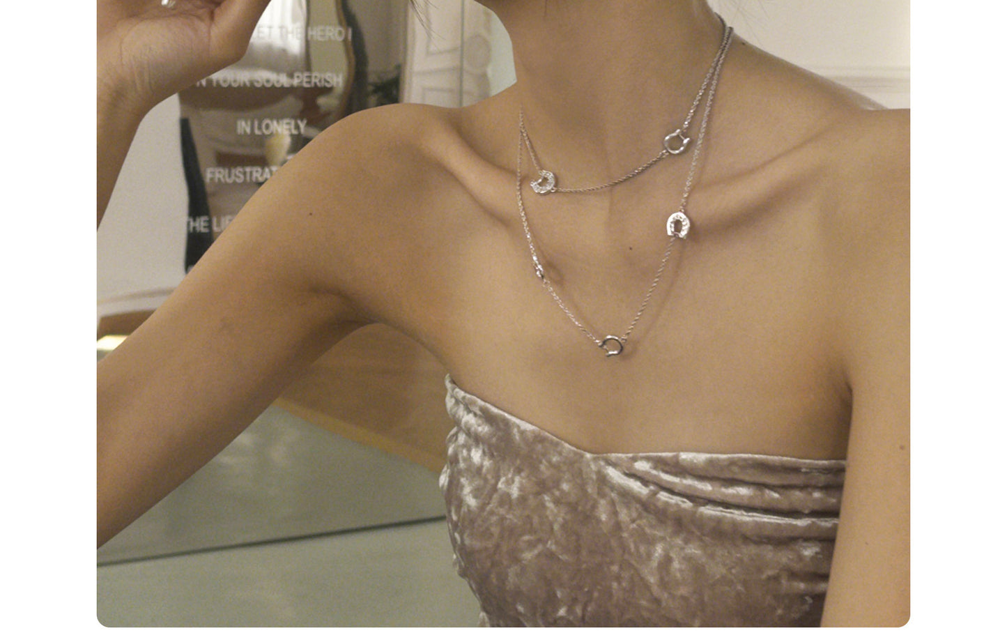 AUKIYUKI Design Twin Long Necklace Vachette Clasp choker Clavicle Necklace