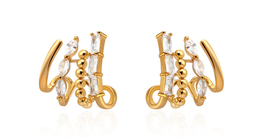 AUKIYUKI Atmosphere Horse Eye Zircon Hoop Earrings