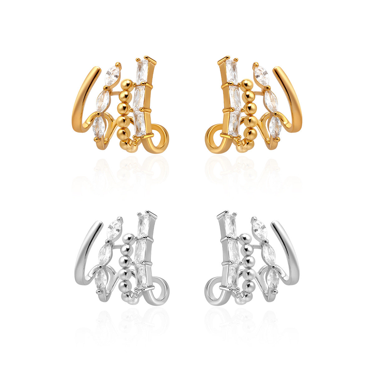 AUKIYUKI Atmosphere Horse Eye Zircon Hoop Earrings