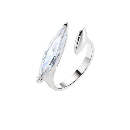 Horse Eye Open-End Zircon Ring Female Popular Unique Clear Cold Wind Ring
